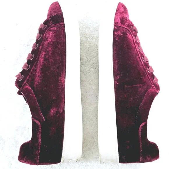 CIRCUS SAM EDELMAN Burgundy Red Velvet Caprice Sneakers Shoes Size 9 - Picture 3 of 10